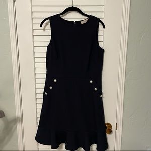Navy Loft Dress with Pearl Button Details